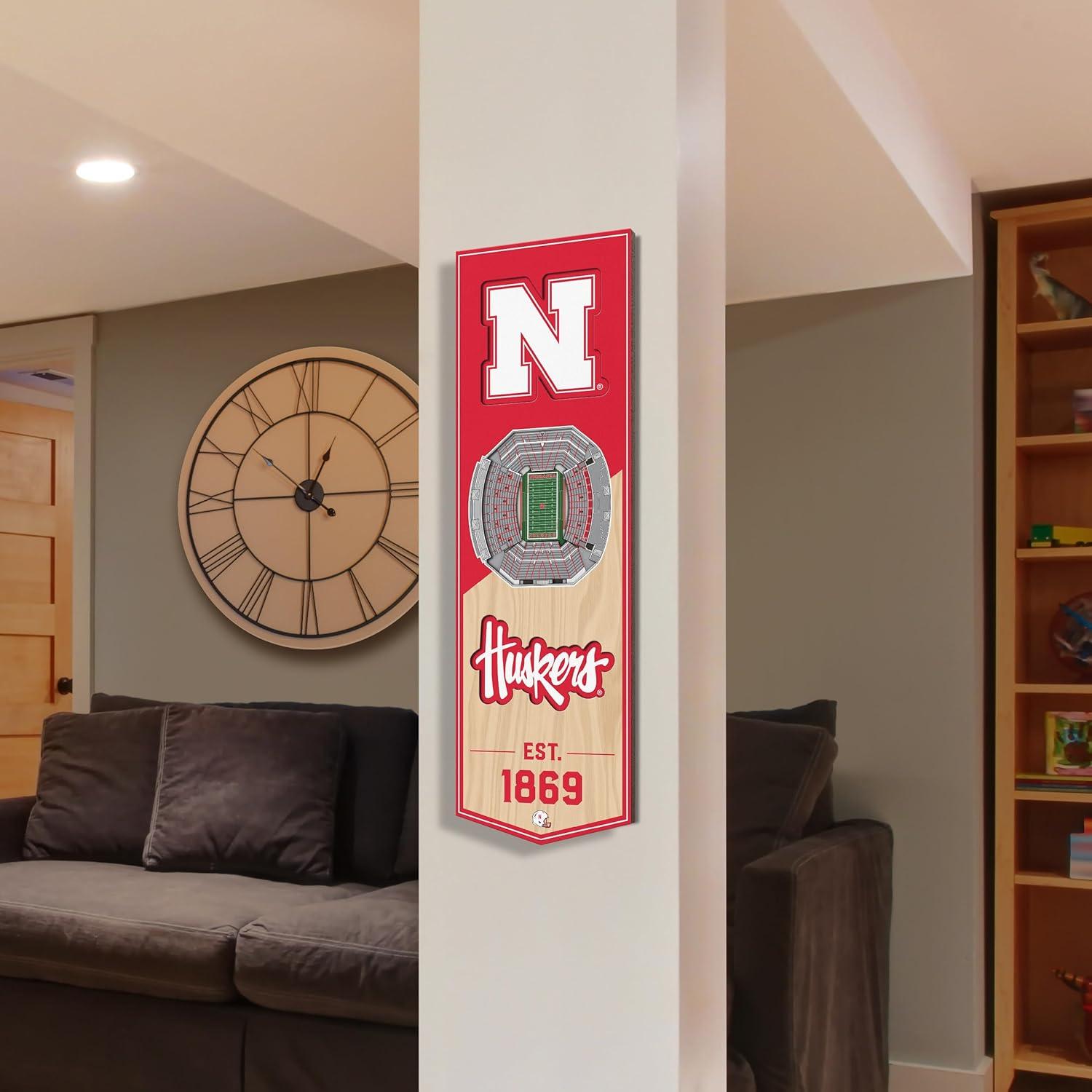 imageYouTheFan NCAA Arkansas Razorbacks 3D Stadium 6x19 Banner Donald W Reynolds Razorback StadiumNebraska Cornhuskers