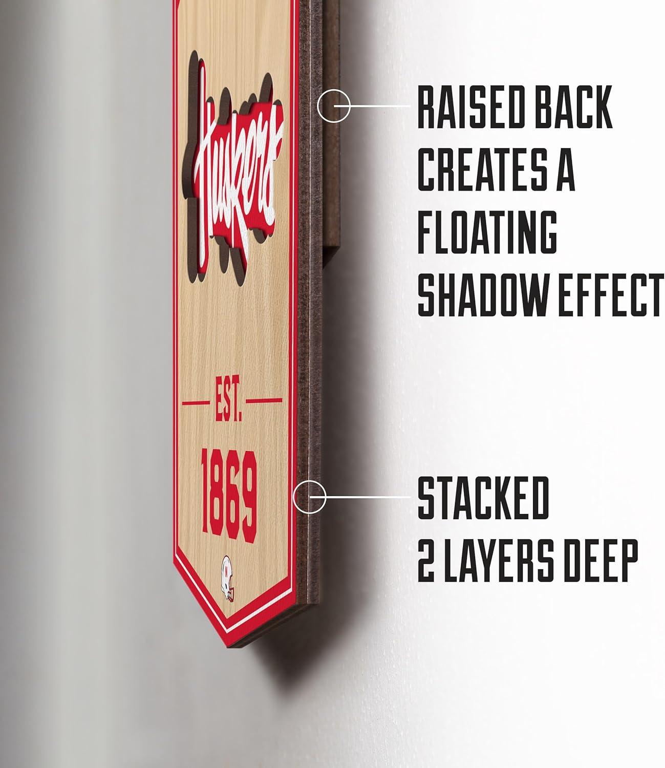 imageYouTheFan NCAA Arkansas Razorbacks 3D Stadium 6x19 Banner Donald W Reynolds Razorback StadiumNebraska Cornhuskers