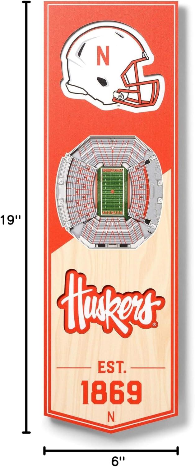 imageYouTheFan NCAA Arkansas Razorbacks 3D Stadium 6x19 Banner Donald W Reynolds Razorback StadiumNebraska Cornhuskers