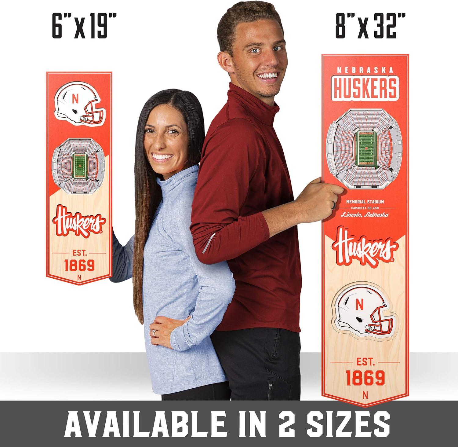 imageYouTheFan NCAA Arkansas Razorbacks 3D Stadium 6x19 Banner Donald W Reynolds Razorback StadiumNebraska Cornhuskers