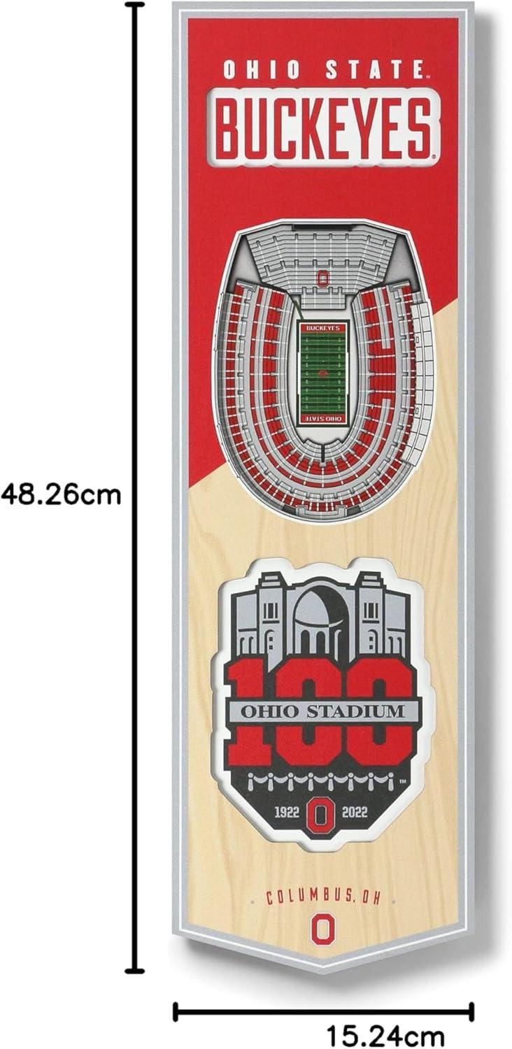 imageYouTheFan NCAA Arkansas Razorbacks 3D Stadium 6x19 Banner Donald W Reynolds Razorback StadiumOhio State Buckeyes 100th
