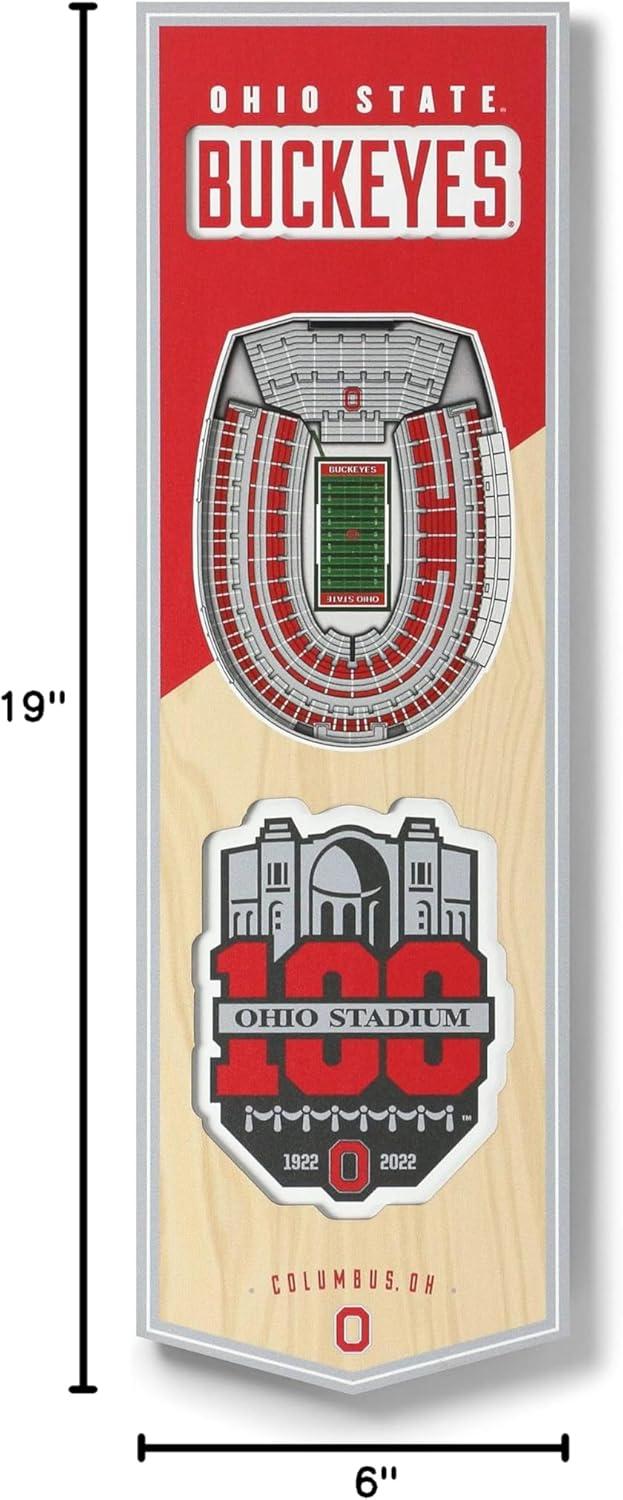 imageYouTheFan NCAA Arkansas Razorbacks 3D Stadium 6x19 Banner Donald W Reynolds Razorback StadiumOhio State Buckeyes 100th