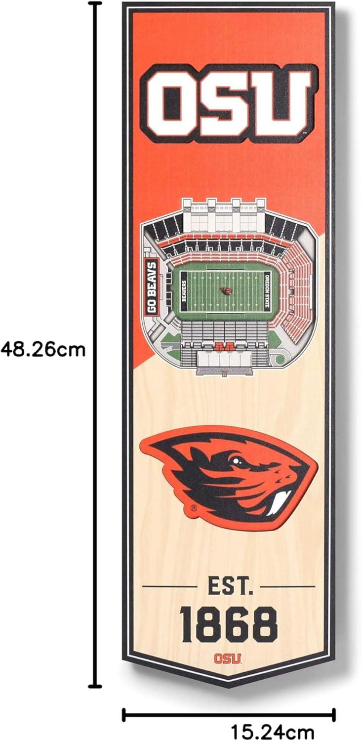 imageYouTheFan NCAA Arkansas Razorbacks 3D Stadium 6x19 Banner Donald W Reynolds Razorback StadiumOregon State Beavers