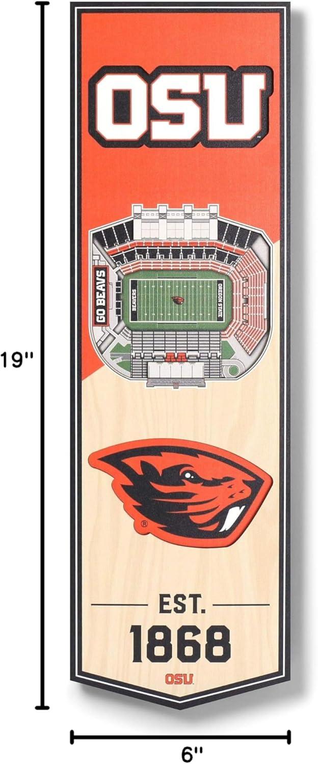 imageYouTheFan NCAA Arkansas Razorbacks 3D Stadium 6x19 Banner Donald W Reynolds Razorback StadiumOregon State Beavers
