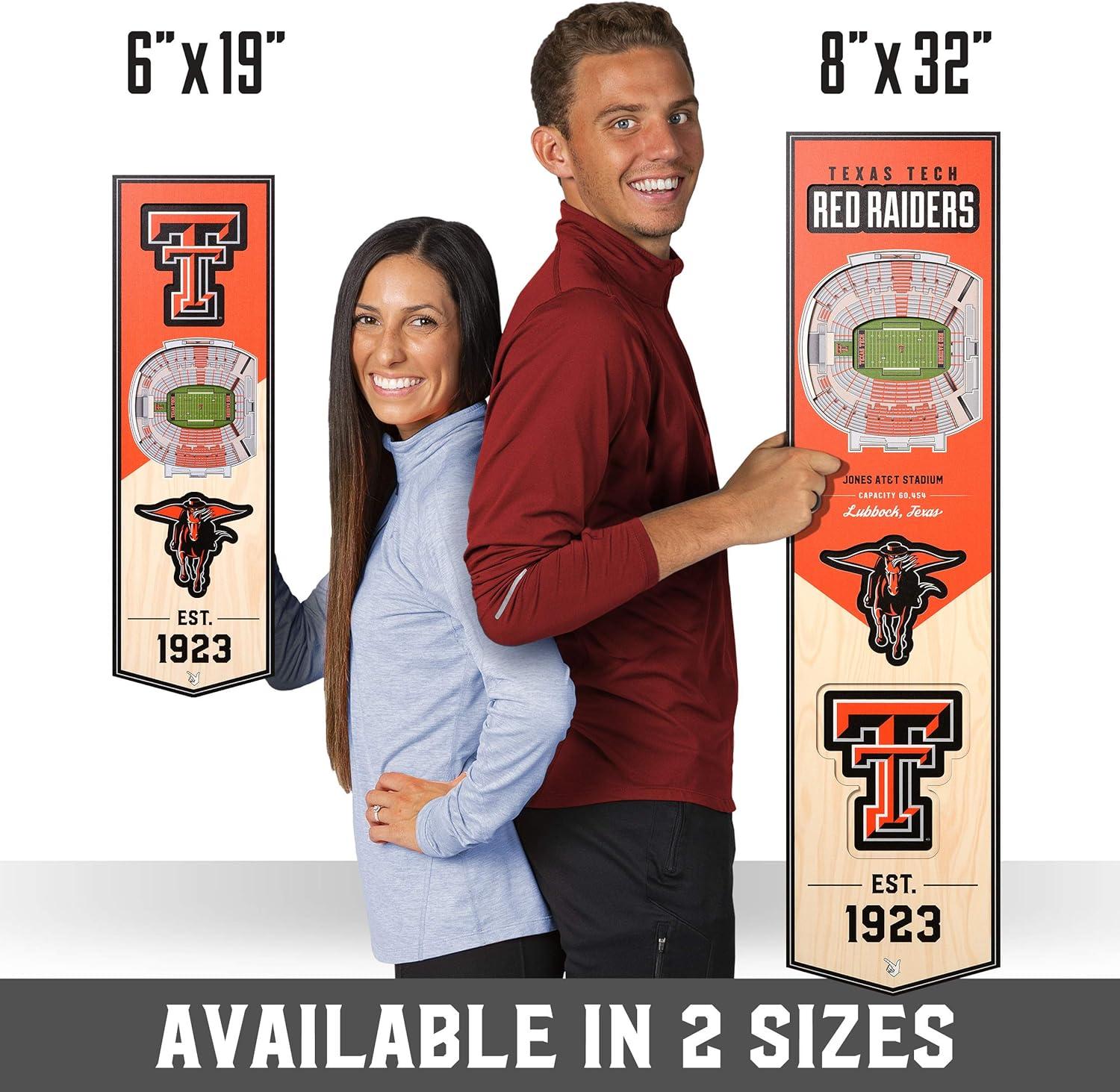 imageYouTheFan NCAA Arkansas Razorbacks 3D Stadium 6x19 Banner Donald W Reynolds Razorback StadiumTexas Tech Red Raiders