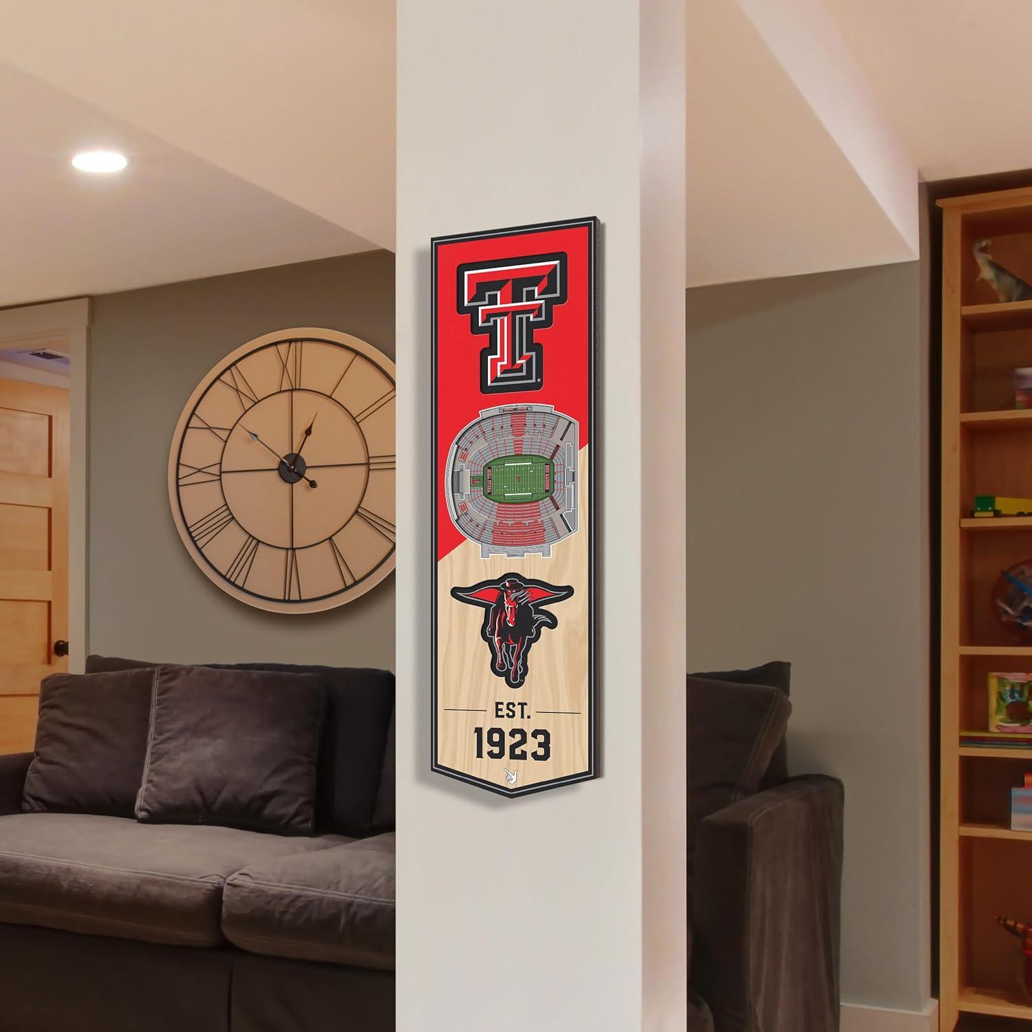 imageYouTheFan NCAA Arkansas Razorbacks 3D Stadium 6x19 Banner Donald W Reynolds Razorback StadiumTexas Tech Red Raiders