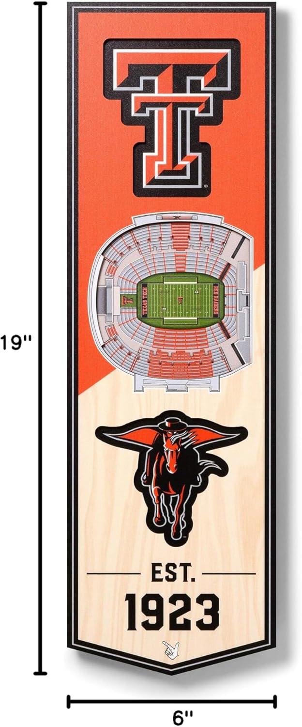 imageYouTheFan NCAA Arkansas Razorbacks 3D Stadium 6x19 Banner Donald W Reynolds Razorback StadiumTexas Tech Red Raiders