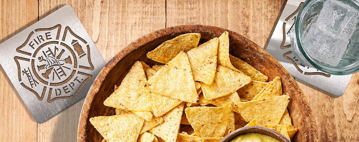 imageYouTheFan Universal Boasters Stainless Steel Drink CoastersFirefighter