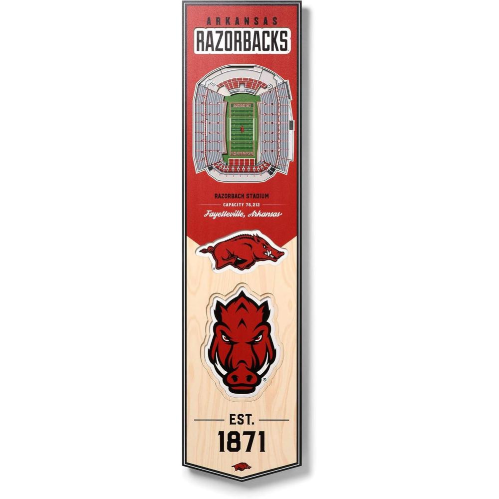 imageYouTheFan NCAA 3D StadiumView 8x32 BannerArkansas Razorbacks