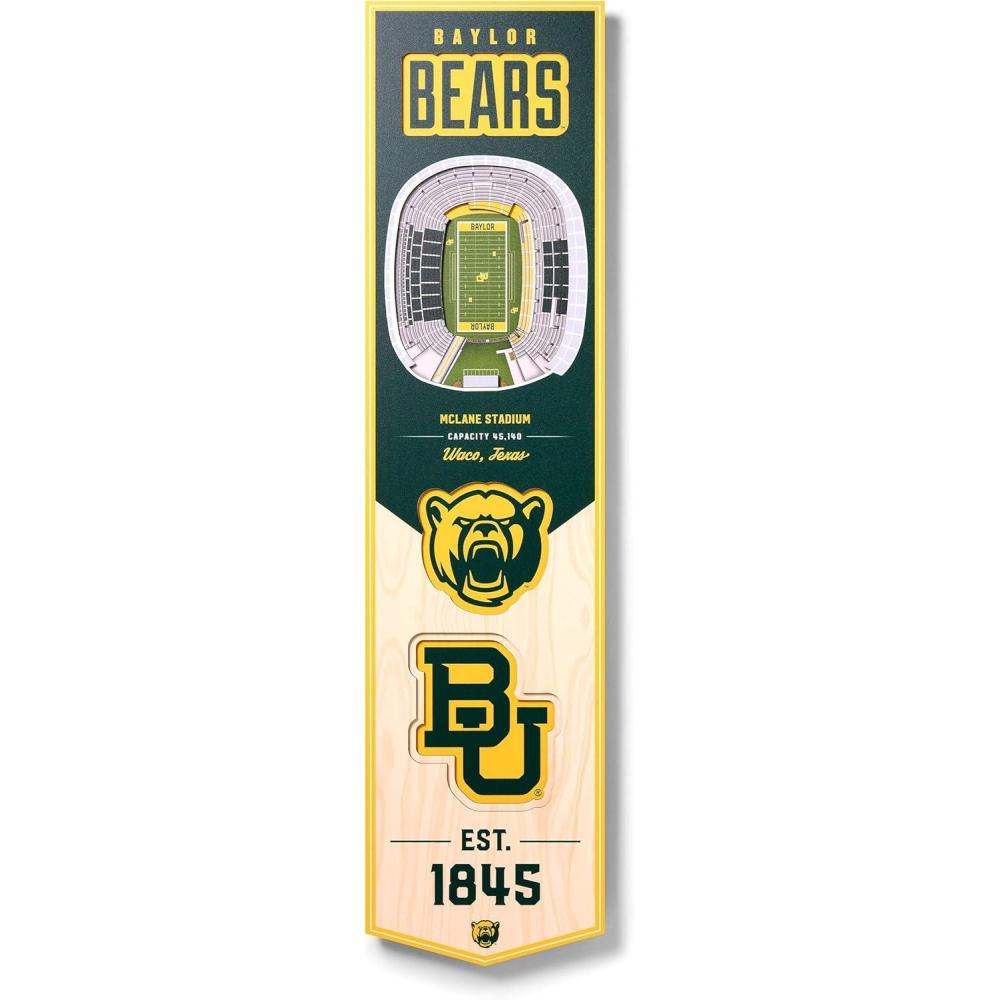 imageYouTheFan NCAA 3D StadiumView 8x32 BannerBaylor Bears
