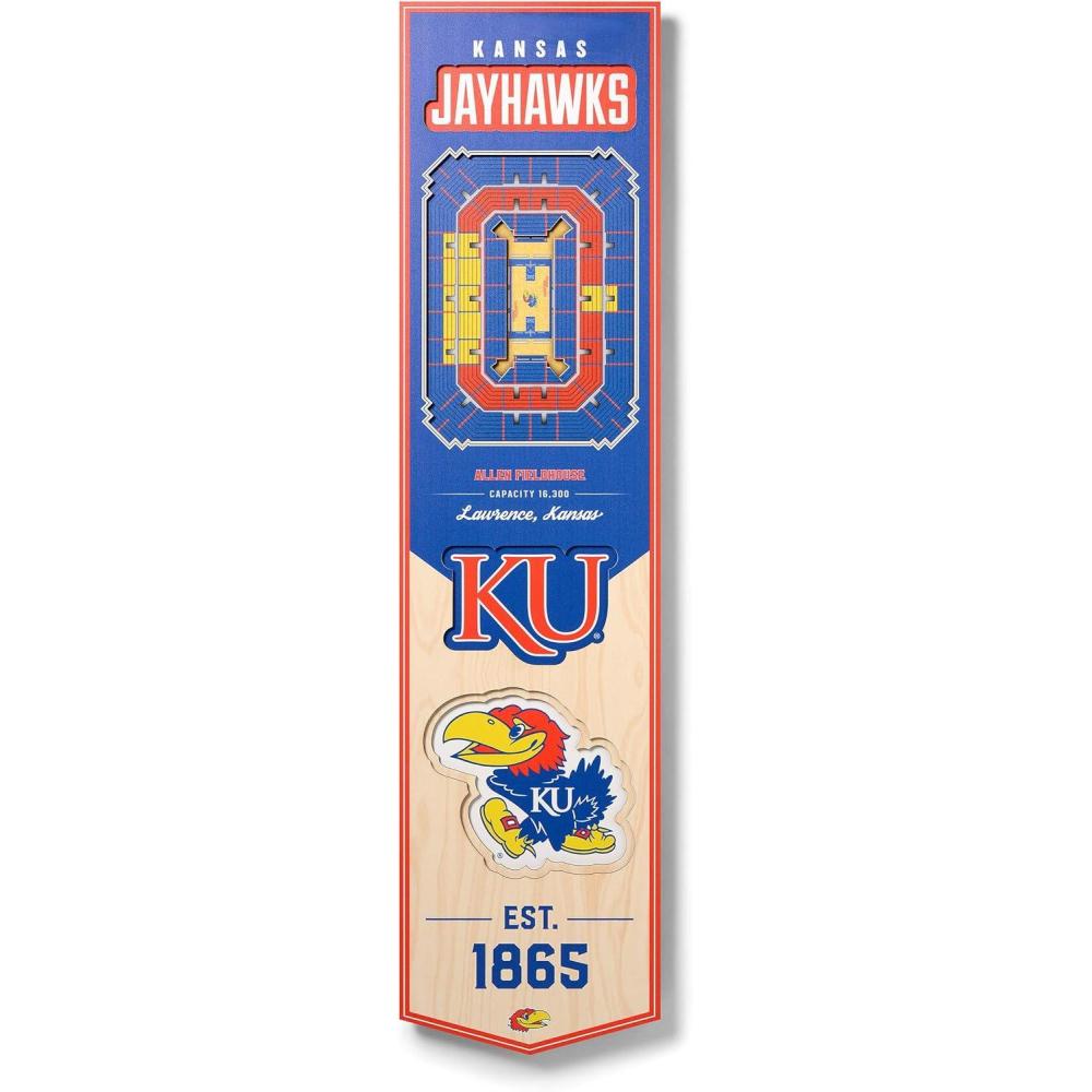 imageYouTheFan NCAA 3D StadiumView 8x32 BannerKansas Jayhawks