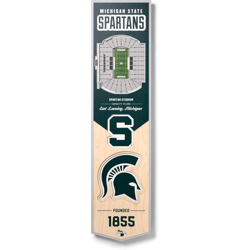 imageYouTheFan NCAA 3D StadiumView 8x32 BannerMichigan State Spartans