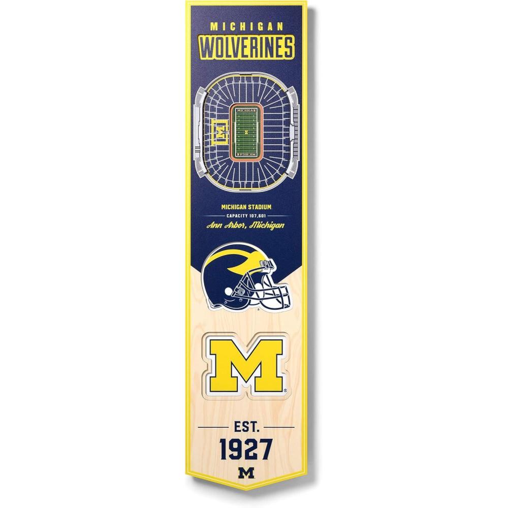imageYouTheFan NCAA 3D StadiumView 8x32 BannerMichigan Wolverines