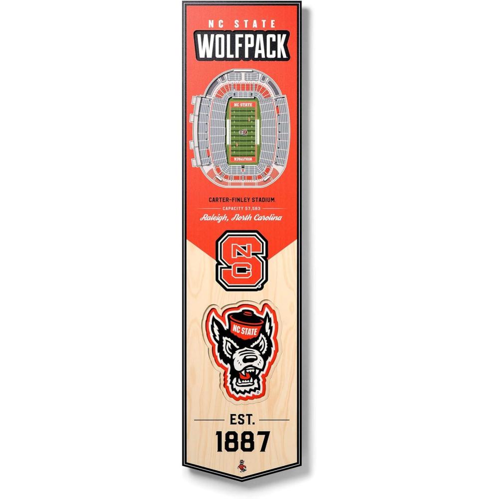 imageYouTheFan NCAA 3D StadiumView 8x32 BannerNC State Wolfpack
