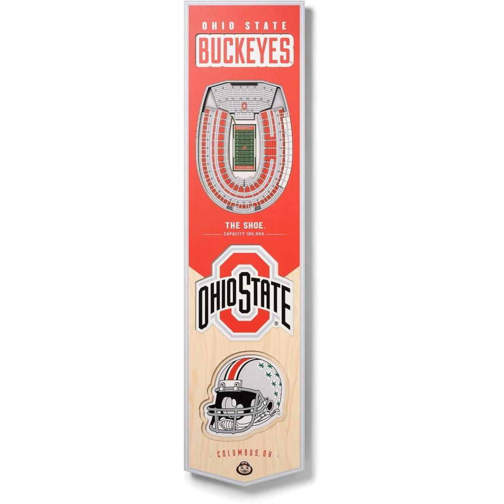 imageYouTheFan NCAA 3D StadiumView 8x32 BannerOhio State Buckeyes