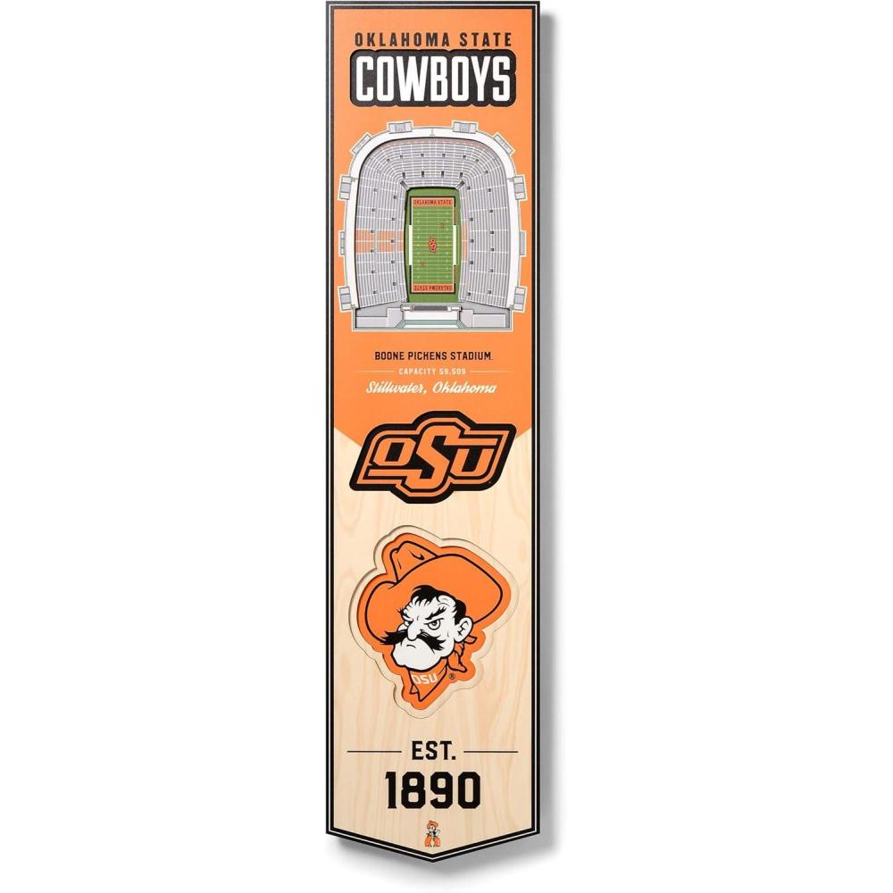 imageYouTheFan NCAA 3D StadiumView 8x32 BannerOklahoma State Cowboys