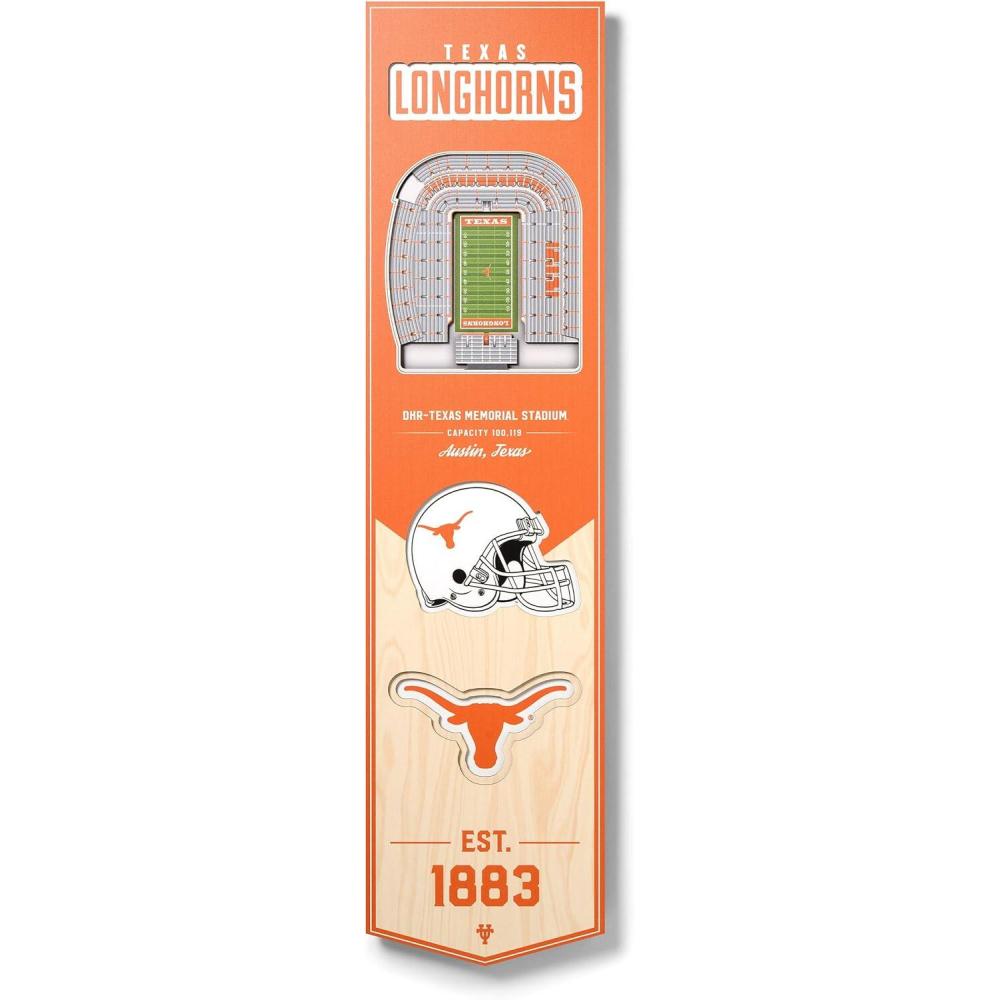 imageYouTheFan NCAA 3D StadiumView 8x32 BannerTexas Longhorns