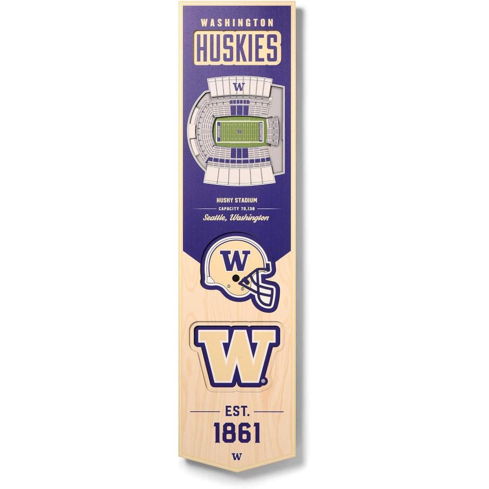 imageYouTheFan NCAA 3D StadiumView 8x32 BannerWashington Huskies