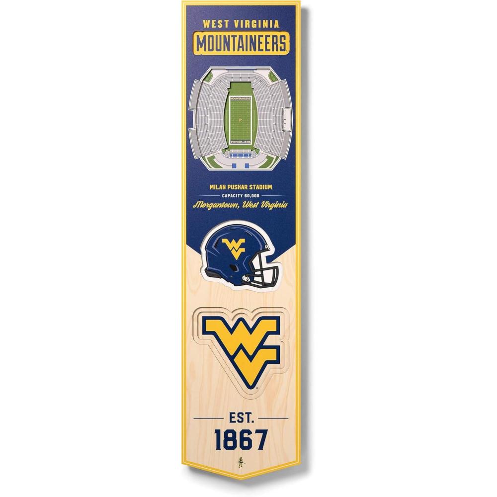 imageYouTheFan NCAA 3D StadiumView 8x32 BannerWest virginia mountaineers