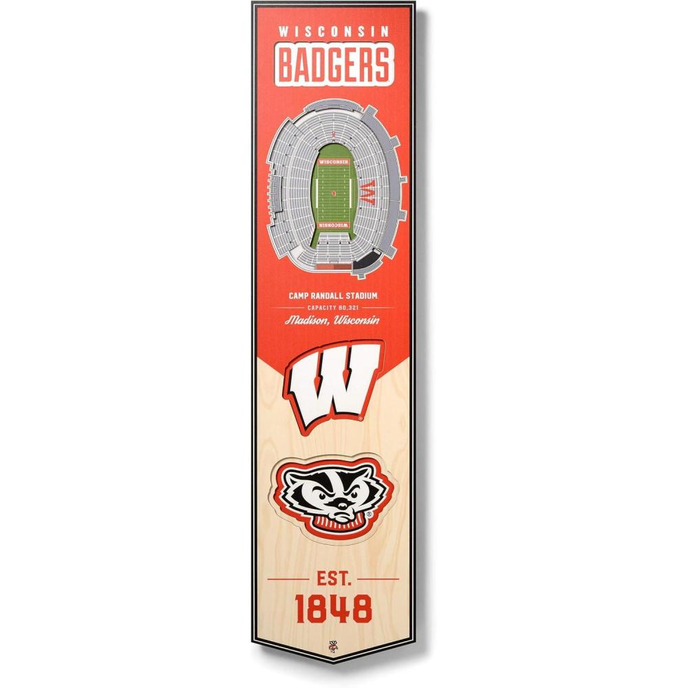 imageYouTheFan NCAA 3D StadiumView 8x32 BannerWisconsin Badgers