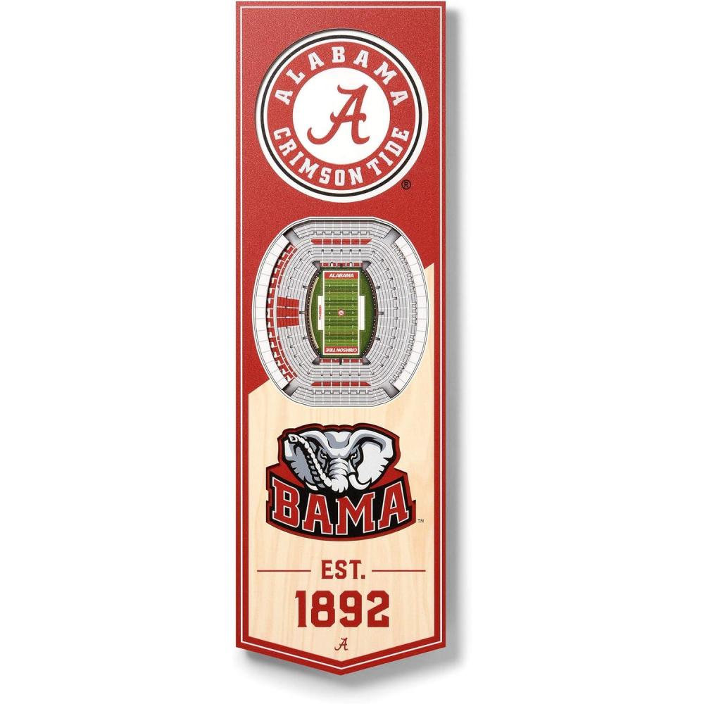 imageYouTheFan NCAA Arkansas Razorbacks 3D Stadium 6x19 Banner  Donald W Reynolds Razorback StadiumAlabama Crimson Tide