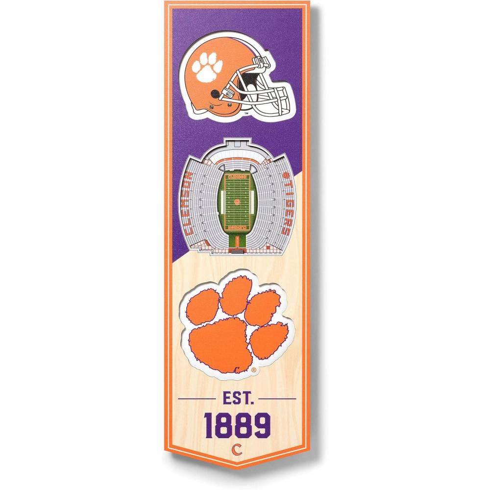 imageYouTheFan NCAA Arkansas Razorbacks 3D Stadium 6x19 Banner  Donald W Reynolds Razorback StadiumClemson Tigers