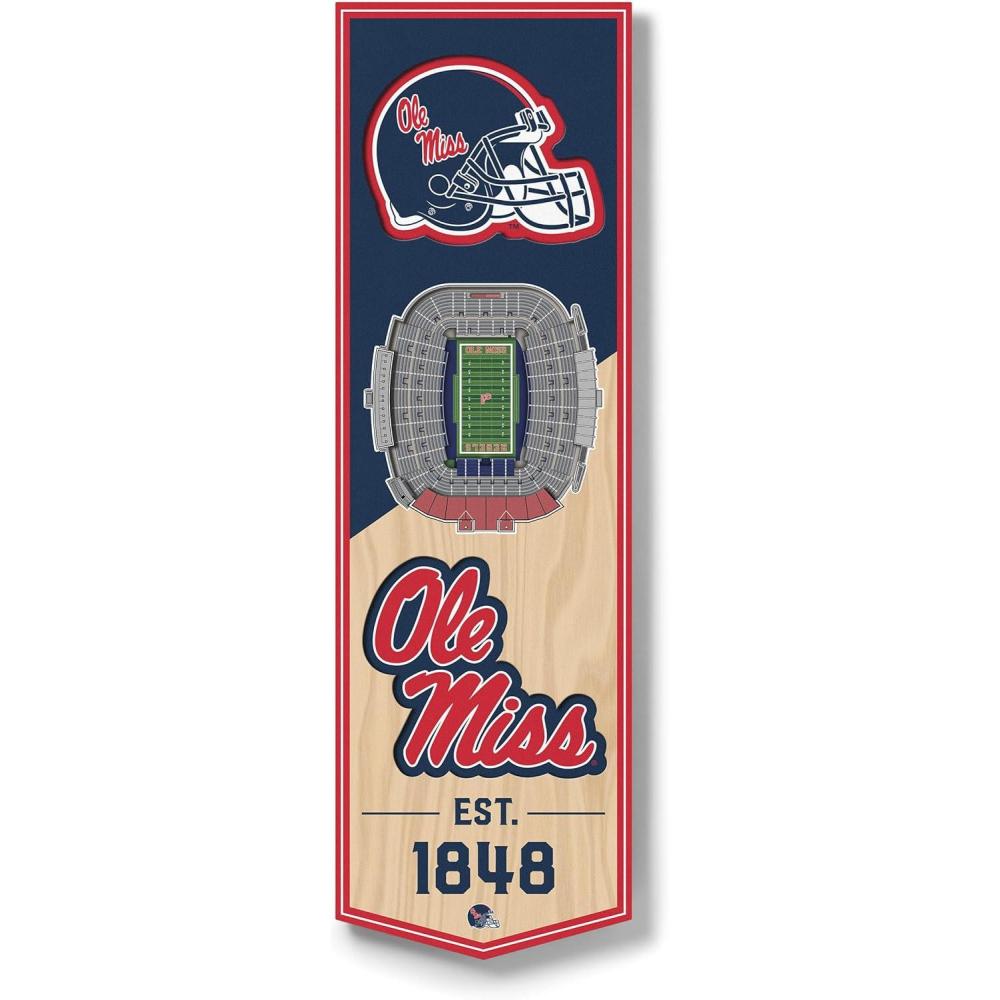 imageYouTheFan NCAA Arkansas Razorbacks 3D Stadium 6x19 Banner  Donald W Reynolds Razorback StadiumMississippi Rebels