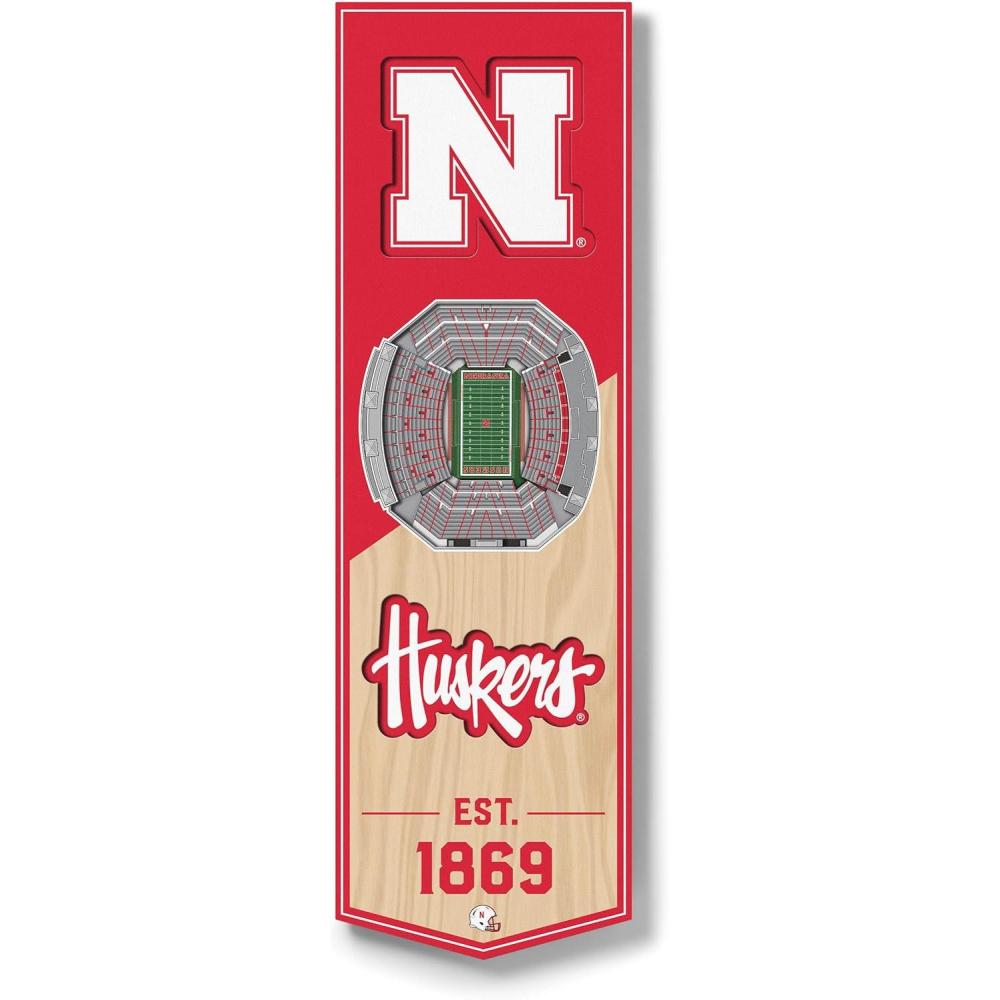 imageYouTheFan NCAA Arkansas Razorbacks 3D Stadium 6x19 Banner  Donald W Reynolds Razorback StadiumNebraska Cornhuskers