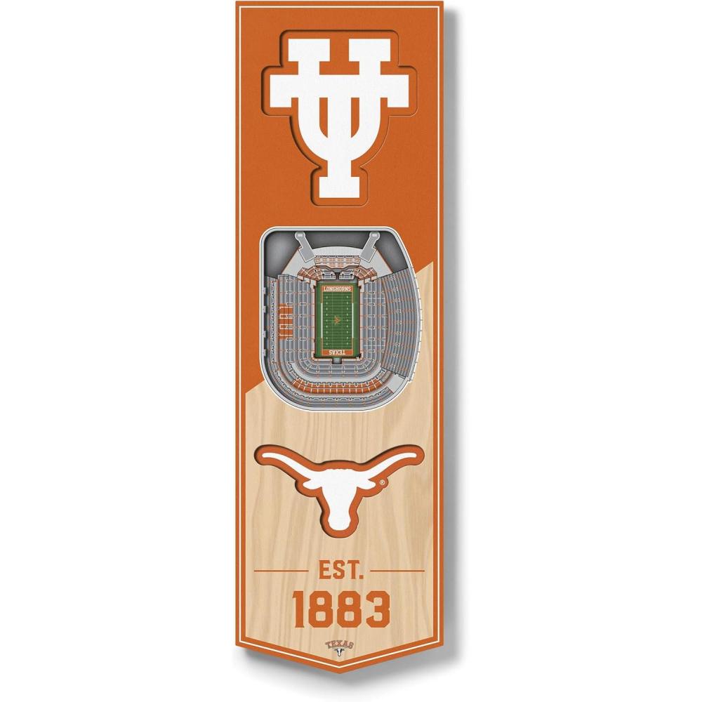 imageYouTheFan NCAA Arkansas Razorbacks 3D Stadium 6x19 Banner  Donald W Reynolds Razorback StadiumTexas Longhorns