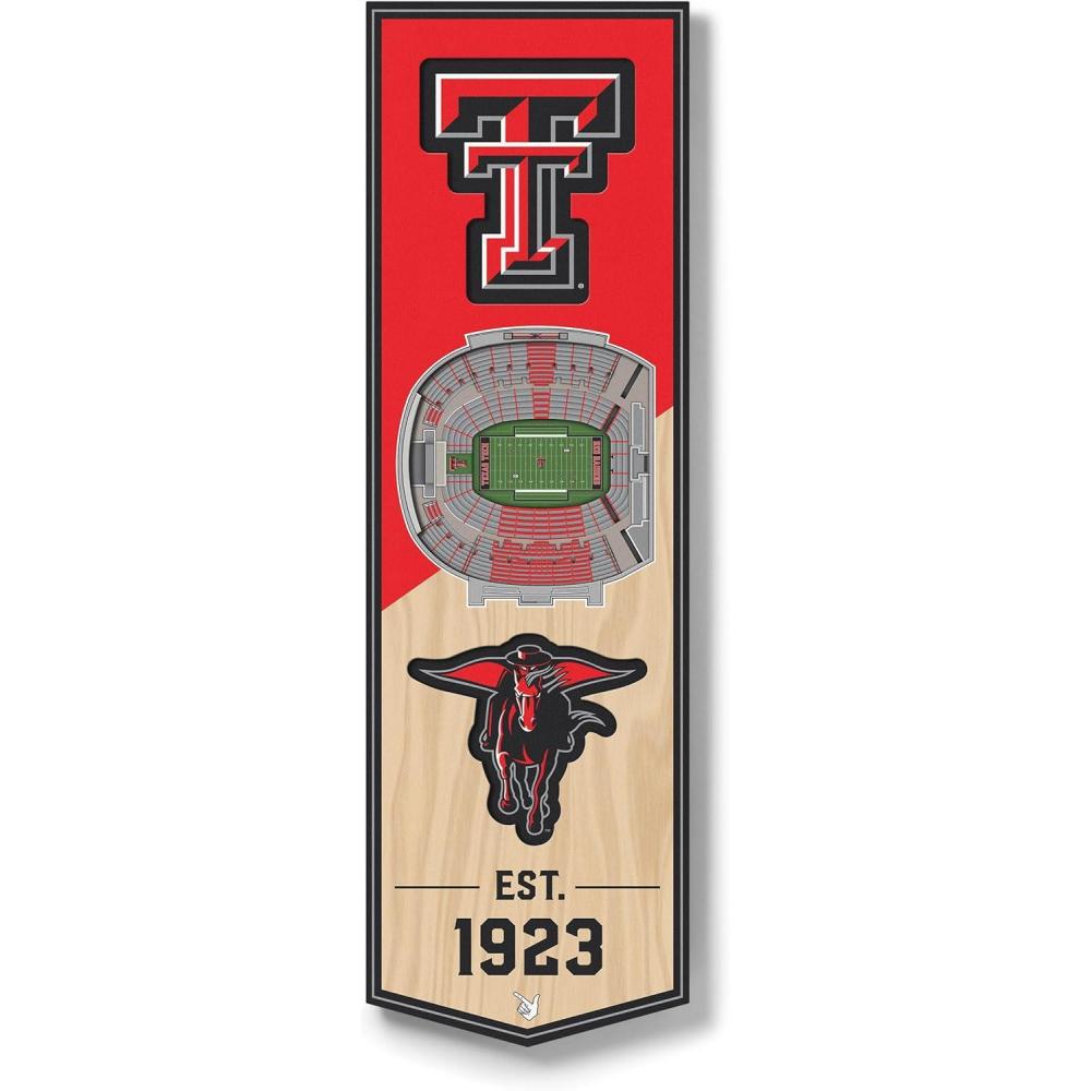 imageYouTheFan NCAA Arkansas Razorbacks 3D Stadium 6x19 Banner  Donald W Reynolds Razorback StadiumTexas Tech Red Raiders