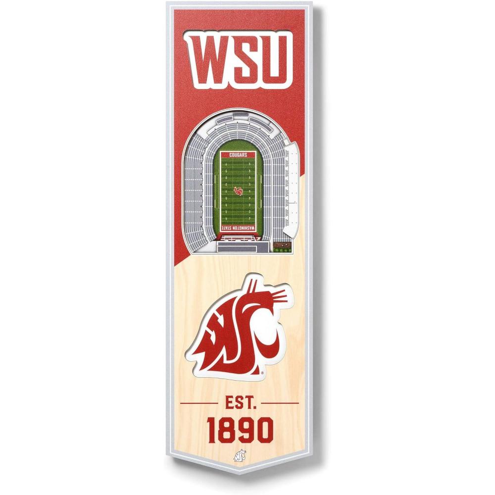 imageYouTheFan NCAA Arkansas Razorbacks 3D Stadium 6x19 Banner  Donald W Reynolds Razorback StadiumWashington State Cougars
