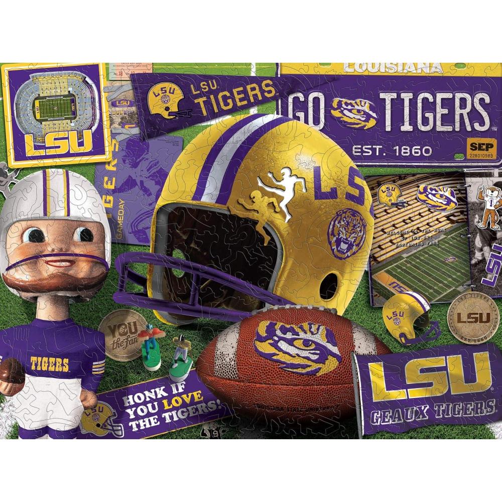 imageYouTheFan NCAA Wooden Retro Series Puzzle 1775 x 1325 Inches 333 PiecesLSU Tigers