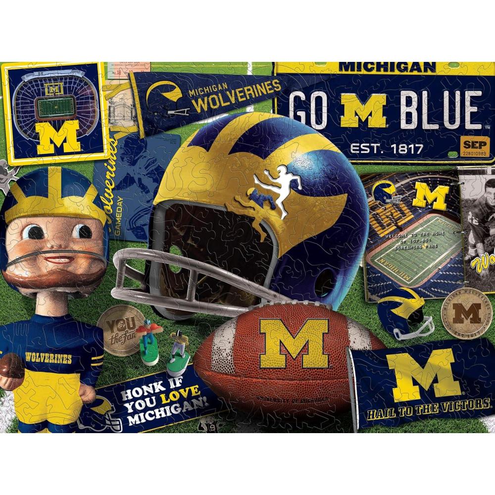 imageYouTheFan NCAA Wooden Retro Series Puzzle 1775 x 1325 Inches 333 PiecesMichigan Wolverines
