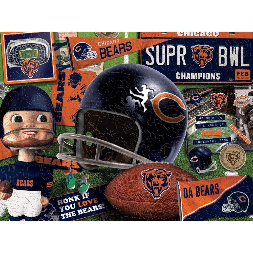 imageYouTheFan NFL Wooden Retro Series Puzzle 1775 x 1325 Inches 333 PiecesChicago Bears