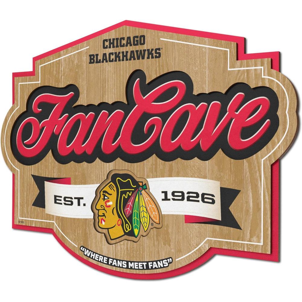 imageYouTheFan NHL Detroit Red Wings Fan Cave SignChicago Blackhawks