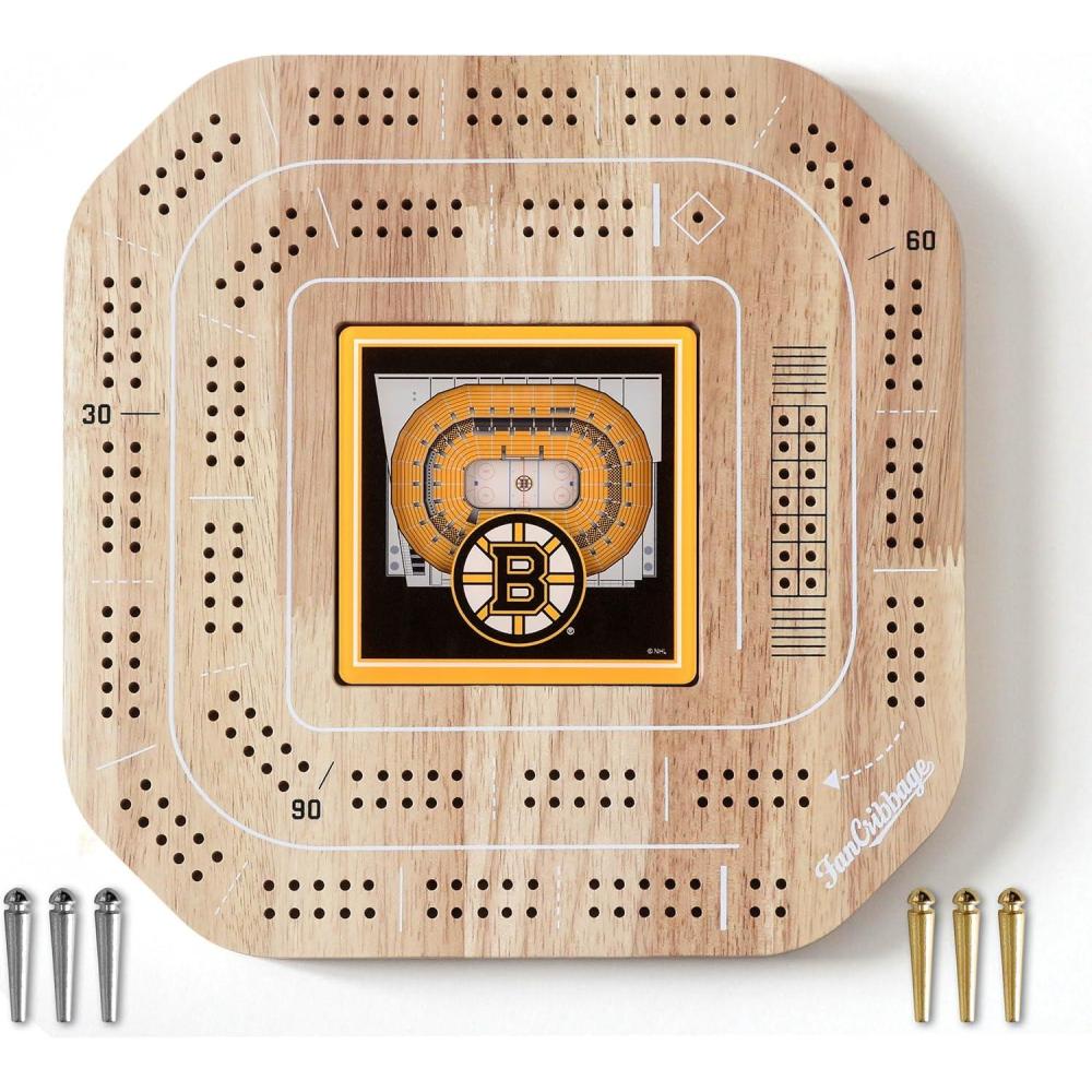 imageYouTheFan NHL Licensed Fan Cribbage Wood Board GameBoston Bruins