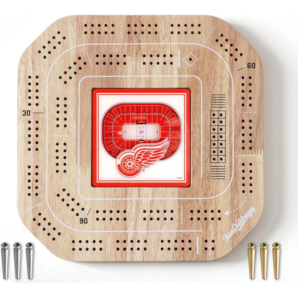 imageYouTheFan NHL Licensed Fan Cribbage Wood Board GameDetroit Red Wings