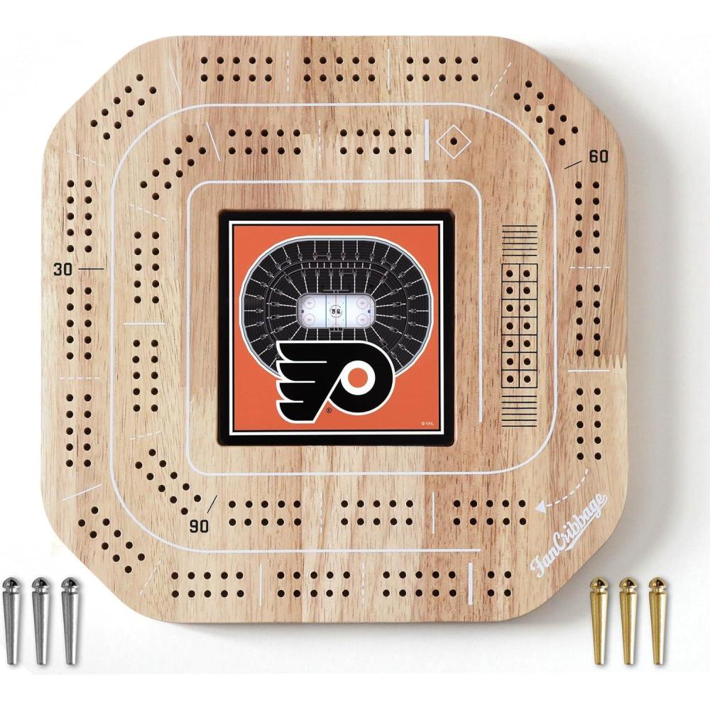 imageYouTheFan NHL Licensed Fan Cribbage Wood Board GamePhiladelphia Flyers