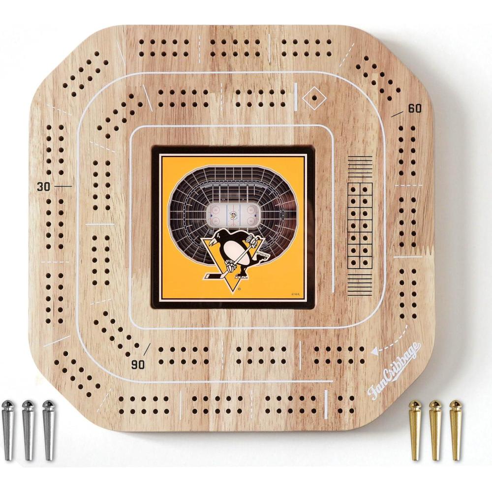 imageYouTheFan NHL Licensed Fan Cribbage Wood Board GamePittsburgh Penguins