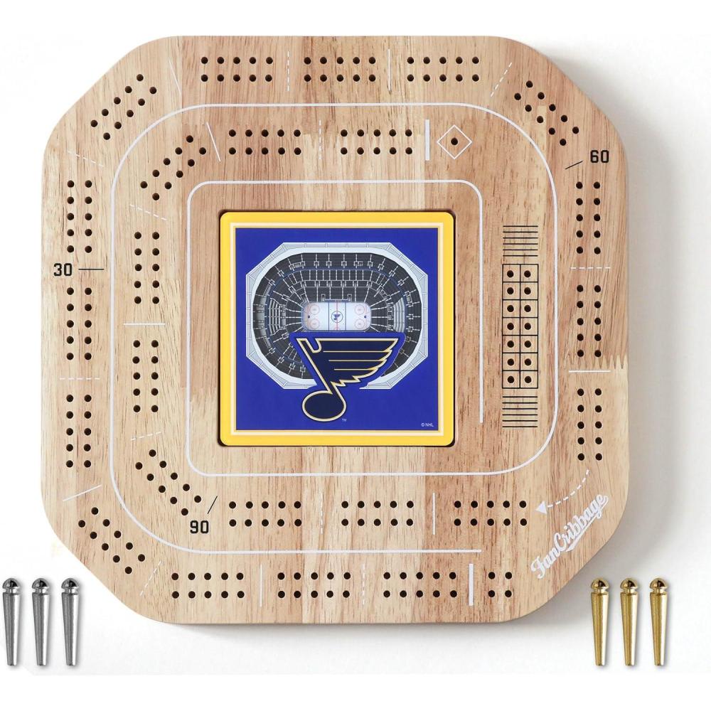 imageYouTheFan NHL Licensed Fan Cribbage Wood Board GameSt Louis Blues