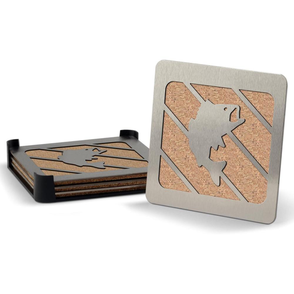 imageYouTheFan Universal Boasters Stainless Steel Drink CoastersBass