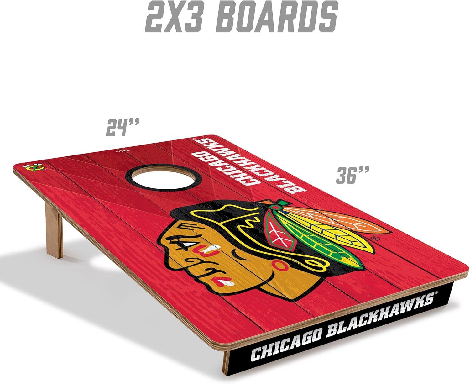 imageYouTheFan NHL 2 x 3 Wood Cornhole Game with Logo BagsChicago Blackhawks