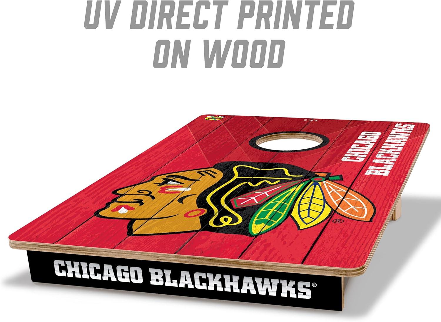 imageYouTheFan NHL 2 x 3 Wood Cornhole Game with Logo BagsChicago Blackhawks