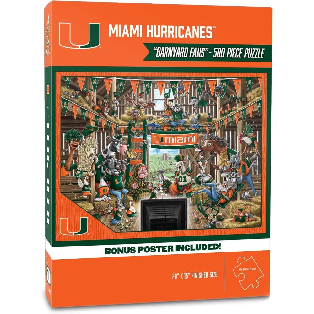 imageYouTheFan NCAA Illinois Fighting Illini Barnyard Fans 500pc Puzzle 15quot x 20quotMiami Hurricanes