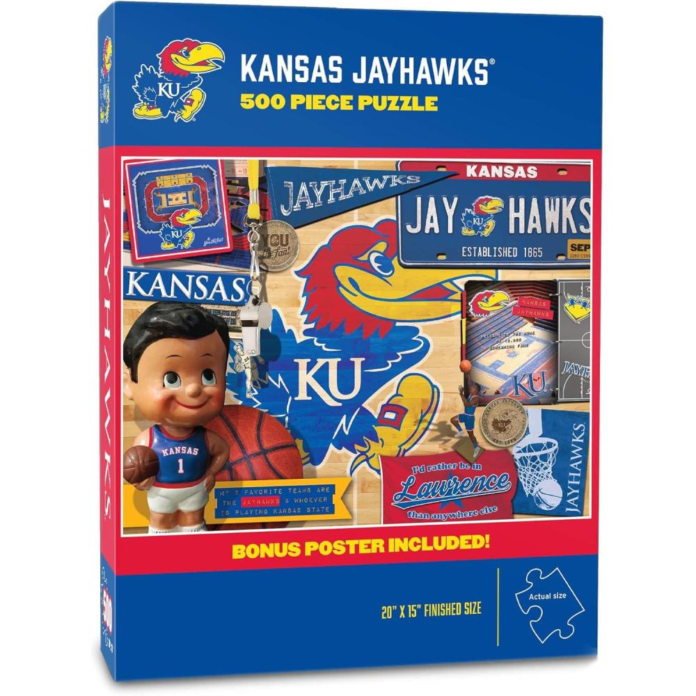 imageYouTheFan NCAA Oklahoma Sooners Retro Series 500pc Puzzle 15quot x 20quotKansas Jayhawks