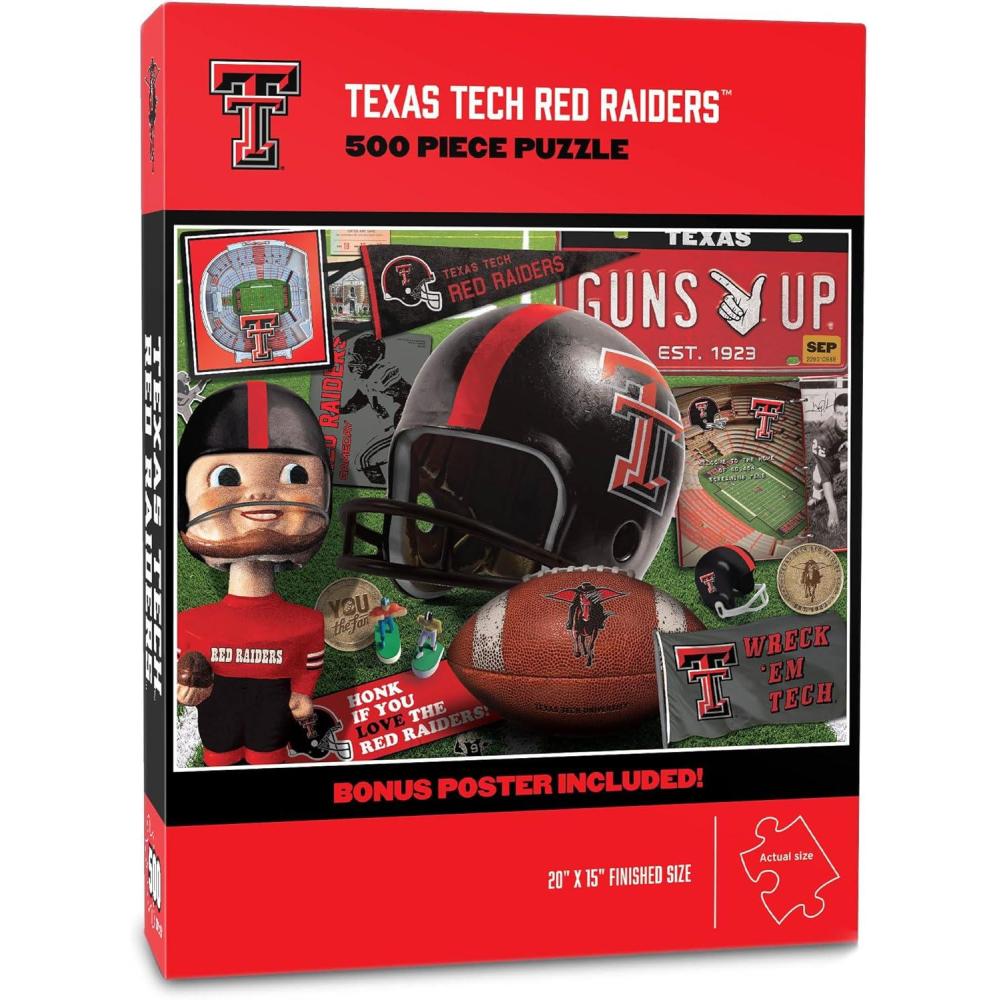 imageYouTheFan NCAA Oklahoma Sooners Retro Series 500pc Puzzle 15quot x 20quotTexas Tech Red Raiders