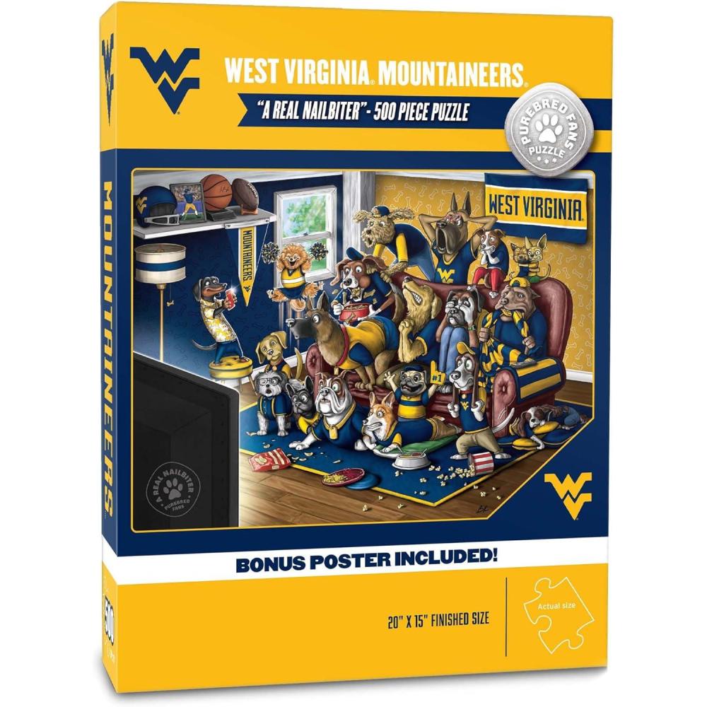 imageYouTheFan NCAA West Virginia Mountaineers Purebred Fans A Real Nailbiter 500pc Puzzle 15quot x 20quotWest Virginia Mountaineers