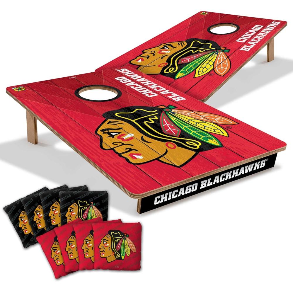 imageYouTheFan NHL 2 x 3 Wood Cornhole Game with Logo BagsChicago Blackhawks