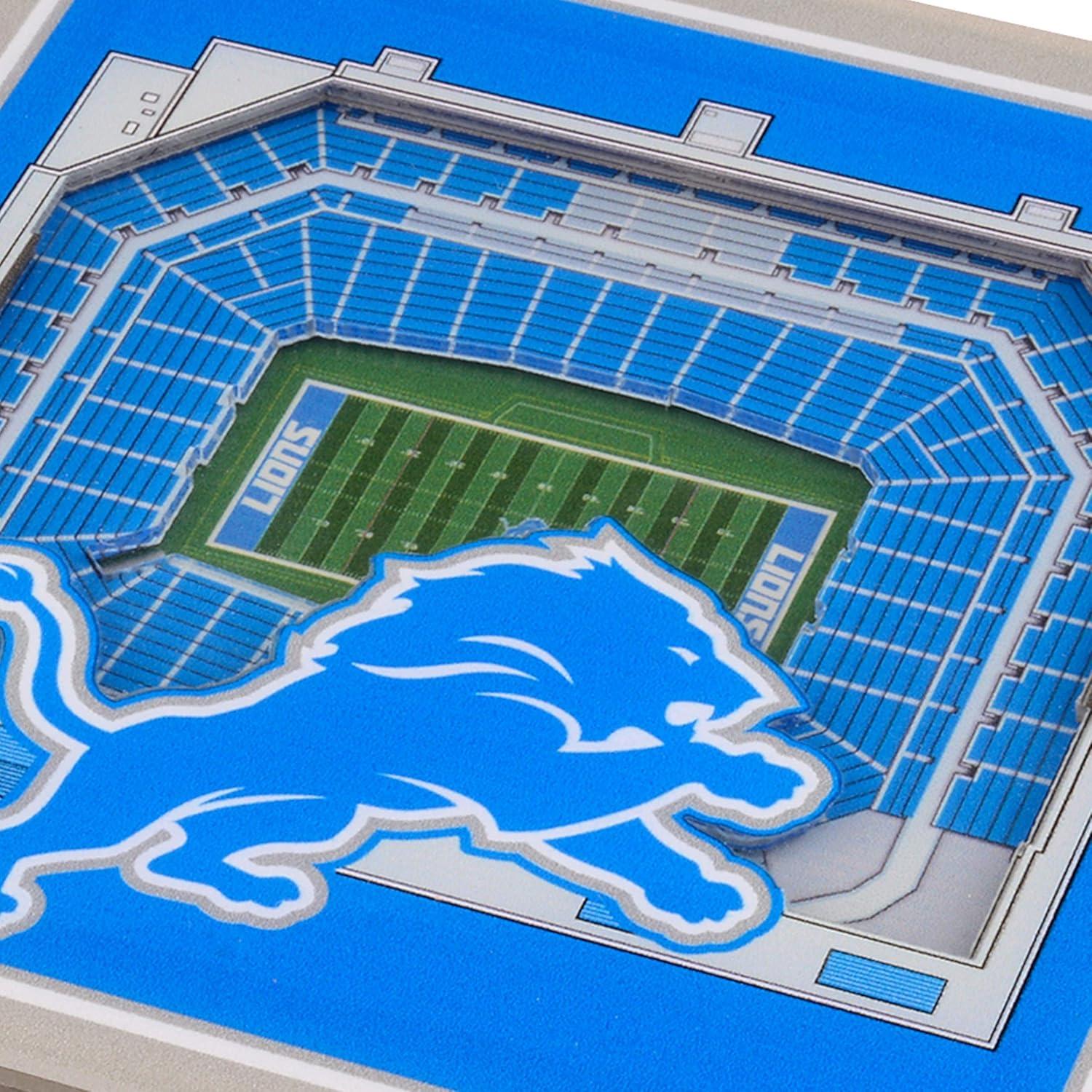 imageYouTheFan NFL Detroit Lions 3D StadiumView Coaster Ford Field Pack of 12