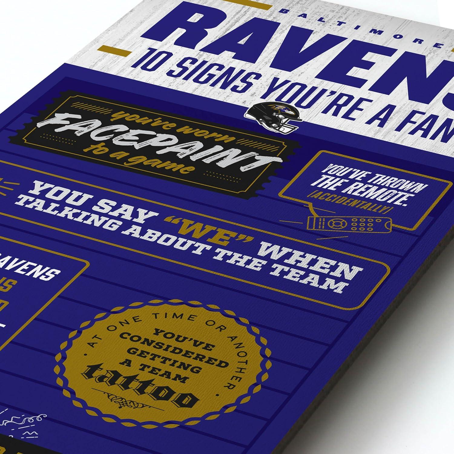 imageYouTheFan Officiallylicensed NFL 6x19 Top 10 Signs Banner  humorous descriptions  fun sports fan phrases original design indoor team wall decor fan giftBaltimore Ravens
